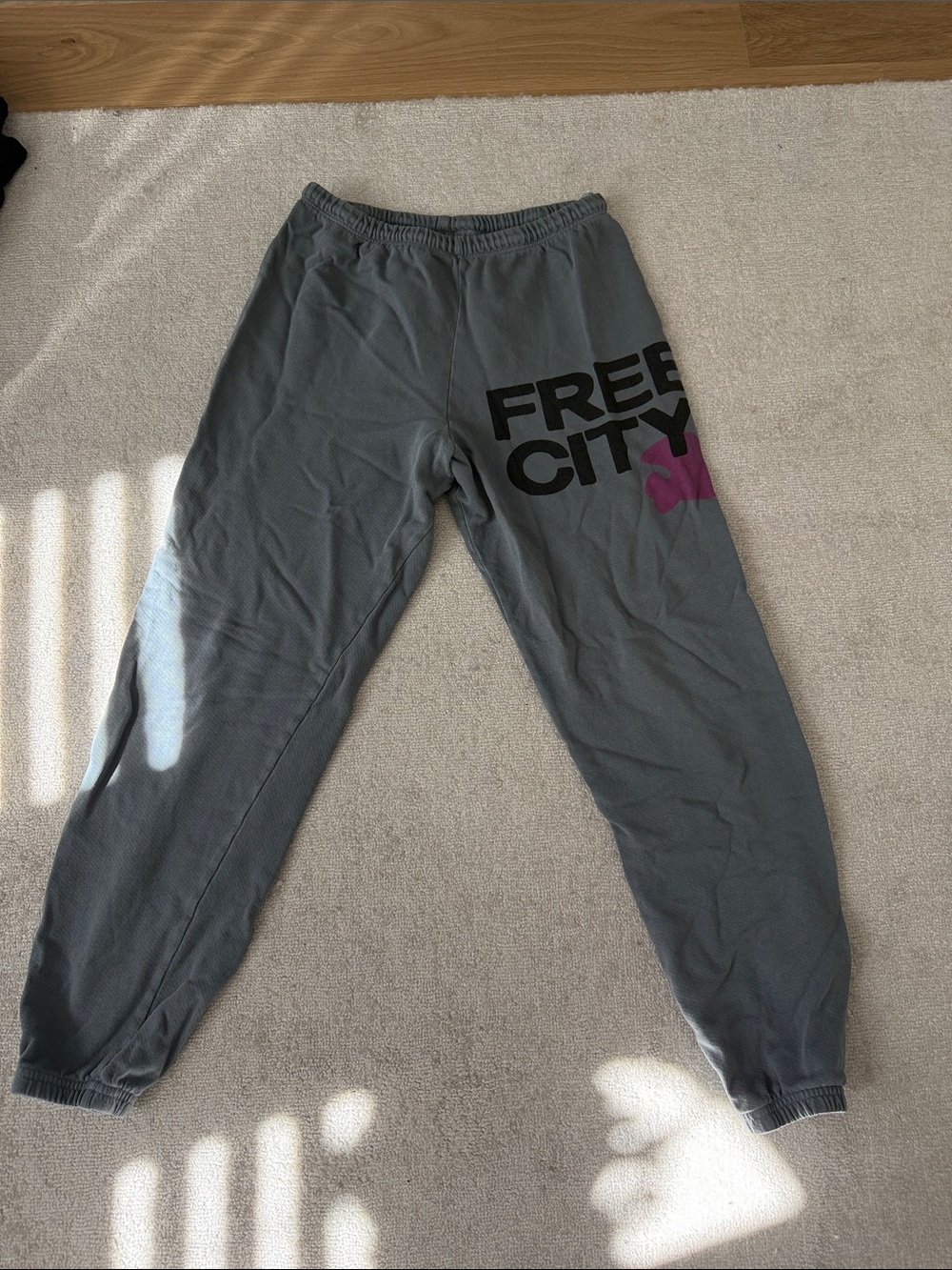 freecity Gray Joggers with Pink Logo Accent